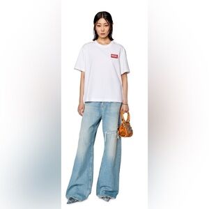 Diesel White and Red Short Sleeve Tee